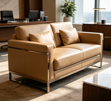 OakMile Leather Reception Sofa